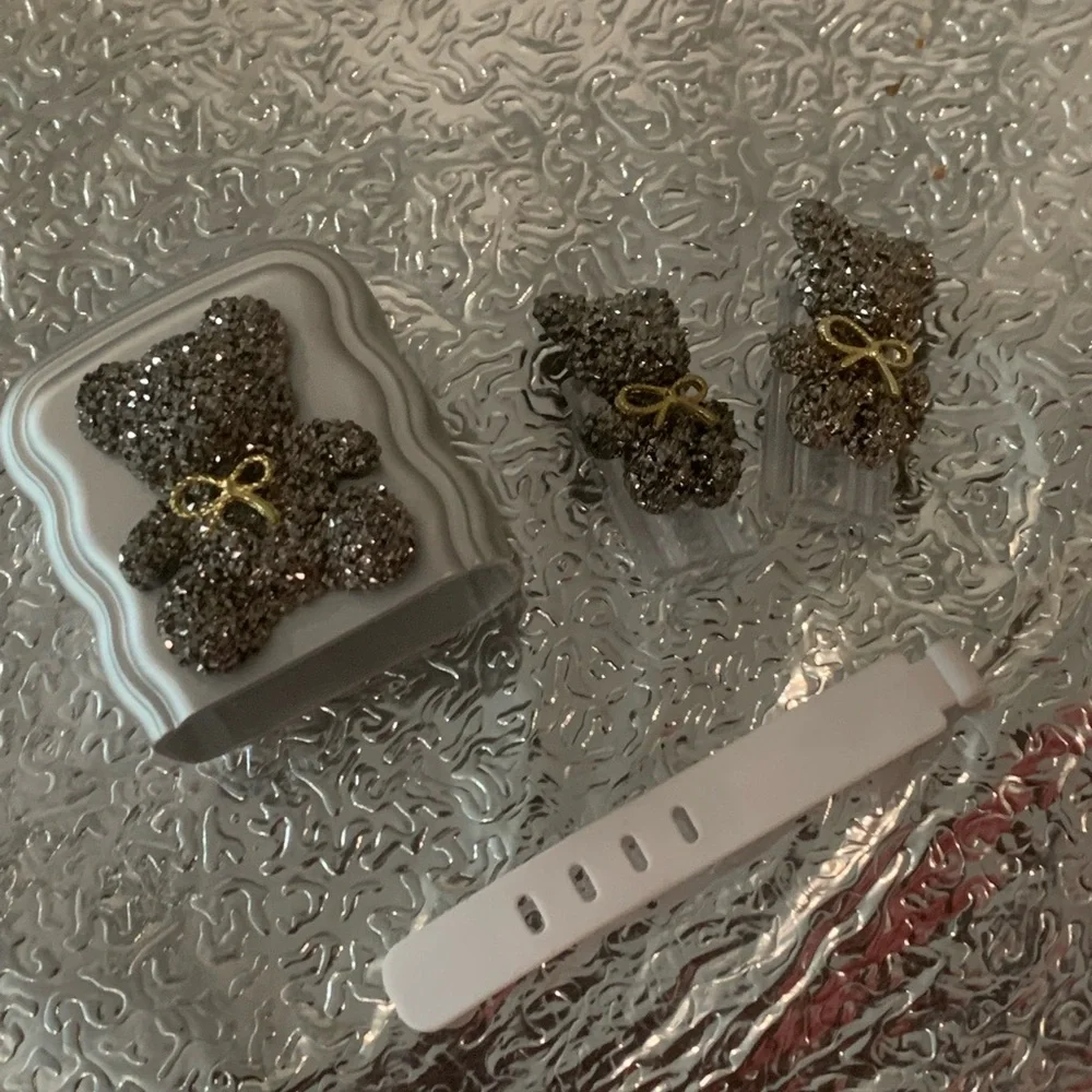 Silver Glitter Bear Accessories Set